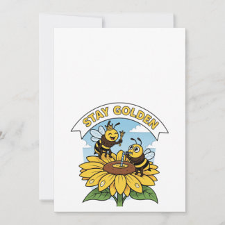 Cartão De Agradecimento Ouro de permanência - Ilustração de abelha e flor