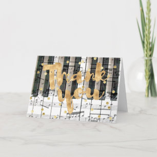 Cartão De Agradecimento ouro do teclado piano obrigado sua caligrafia