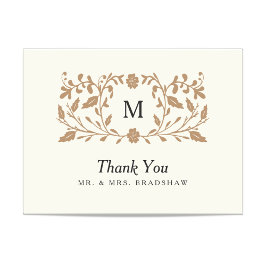 Cartão De Agradecimento Ouro do vintage floral