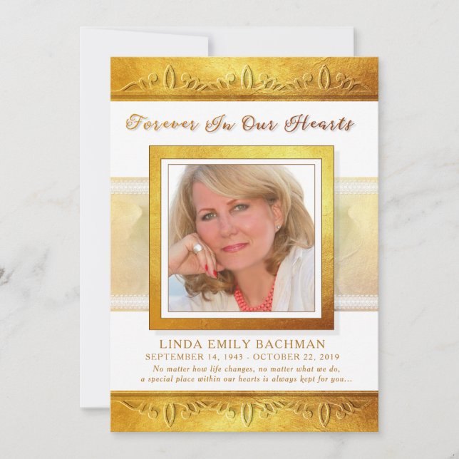 Cartão De Agradecimento Ouro Em Nossos Corações Foto Obrigado Simpatia (Frente)