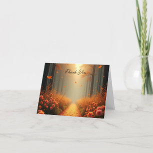 Cartão De Agradecimento Ouro Ember Autumn Woodland Stroll