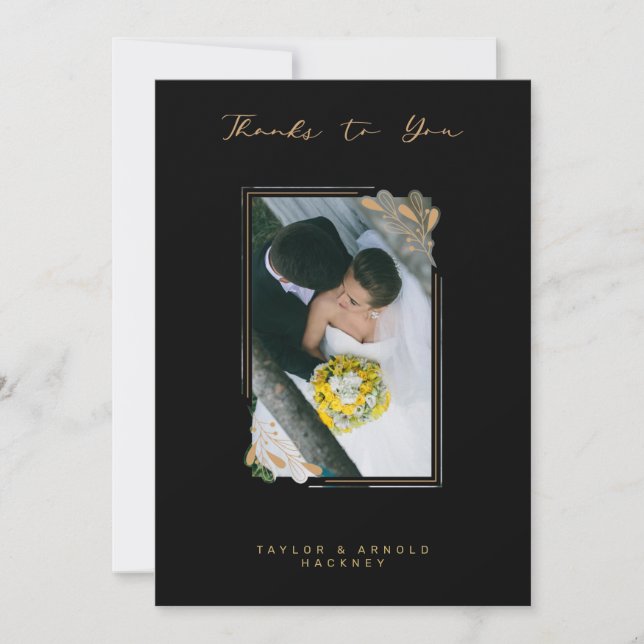 Cartão De Agradecimento Ouro Falso de luxo Ramificações de Rico Caligrafia (Frente)