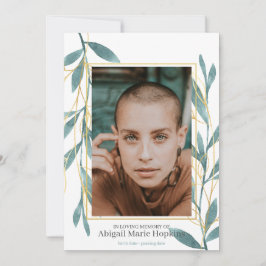 Cartão De Agradecimento Ouro Greenery Floral No Funeral De Memória Amante