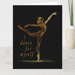 Cartão De Agradecimento Ouro Line Art Ballerina - Eu Danço Por Mim Mesmo