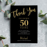 Cartão De Agradecimento Ouro preto tipografia moderna aniversário marco<br><div class="desc">Modelo de cartão de agradecimento de aniversário de tipografia negrito moderna simples com texto personalizado e assinatura.</div>