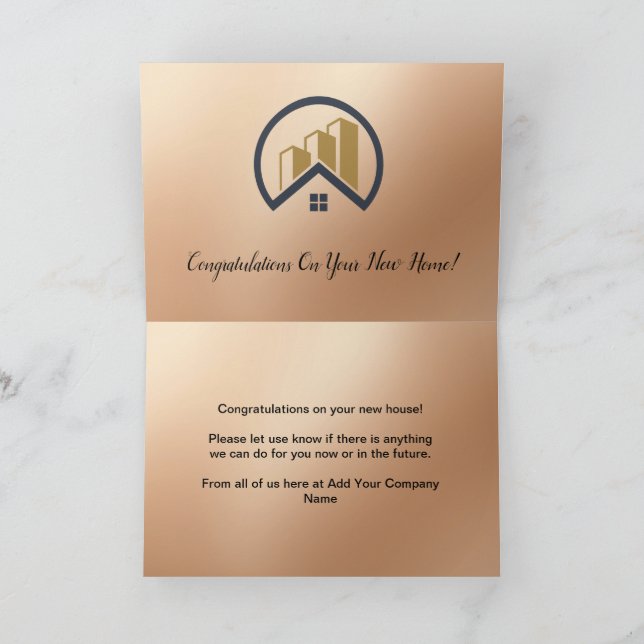 Cartão De Agradecimento Ouro Rosa | Imobiliário de Cor Vermelha (Interior)