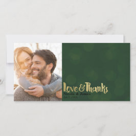 Cartão De Agradecimento Ouro Verde Fotografia de Casamento Amor & Agradeci