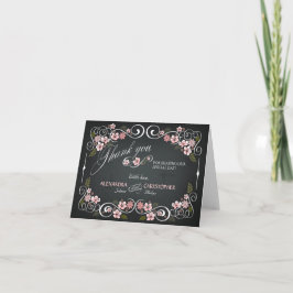 Cartão de agradecimento ousado floral vintage para