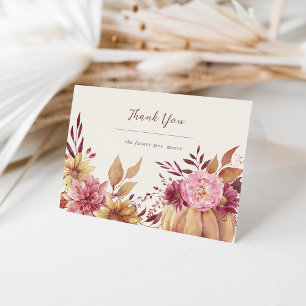 Cartão De Agradecimento Outono Abóbora & Flores Silvestres