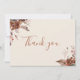 Cartão De Agradecimento Outono Ferrugem Floral Elegante Roteiro