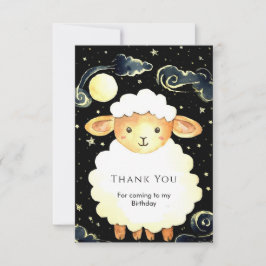 Cartão De Agradecimento Ovelha de Aquarela Fofa de Aniversário