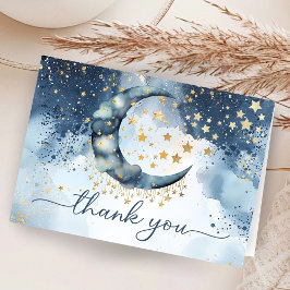 Cartão De Agradecimento Over The Moon Baby Shower Folded Thank You Card