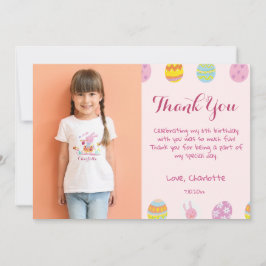 Cartão De Agradecimento Ovos Cor-de-Rosa Pastel Doce Aniversário Infantil 