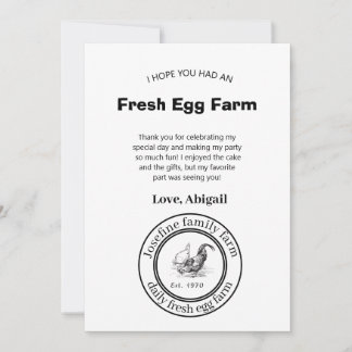 Cartão De Agradecimento Ovos Frescos da Fazenda Galinheiro Fazenda Rústica