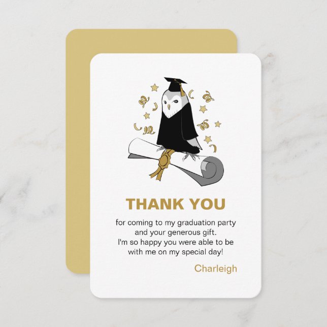 Cartão De Agradecimento Owl Preschool / Jardim de Infância Obrigado (Frente/Verso)