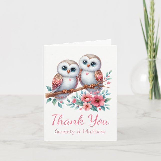 Cartão De Agradecimento Owl Woodland Boho Rustic Country Thank You Wedding (Frente)