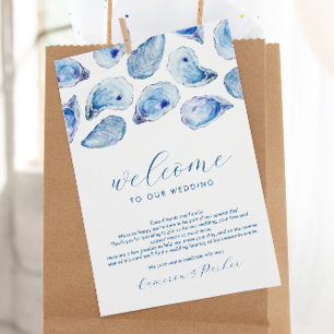 Cartão De Agradecimento Oyster Blue Watercolor Wedding Bot Itinerário