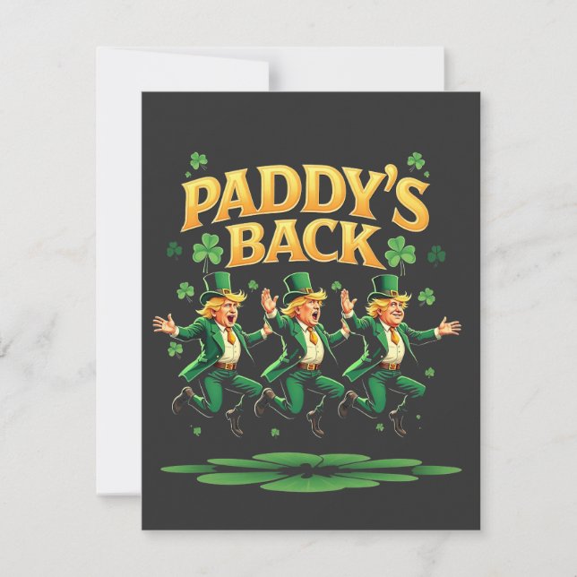 Cartão De Agradecimento Paddy's Back Funny Trump Rua Patrick Day Leopard (Frente)