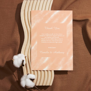 Cartão De Agradecimento Padrão Abstrato de Aquarela na Cor Peach Fuzz