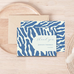 Cartão De Agradecimento Padrão abstrato moderno em azul e creme para forma