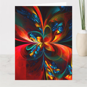 Cartão De Agradecimento Padrão Azul Laranja-Abstrato Floral Moderno #14