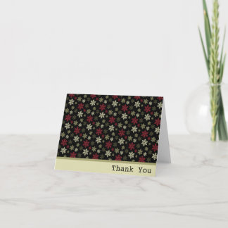 Cartão De Agradecimento Padrão Black Red and Green Snowflake Obrigado