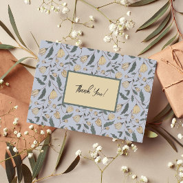 Cartão De Agradecimento Padrão Botânico Clássico Design Amarelo e Verde