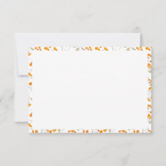 Cartão De Agradecimento Padrão botânico floral laranja