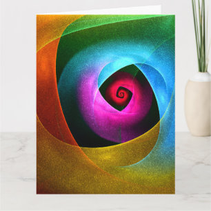 Cartão De Agradecimento Padrão de Abstrato de Arte Azul Cor-de-Cor-de-Cor 