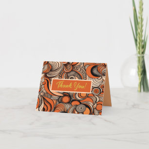 Cartão De Agradecimento Padrão de Abstrato Laranja de Pêssego Moderno