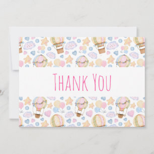 Cartão De Agradecimento Padrão de Aquarela do Balão de Ar Quente