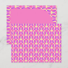 Cartão De Agradecimento Padrão de Bloco Geométrico Pixelado Rosa Roxo Past
