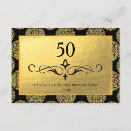 Cartão De Agradecimento PADRÃO DE CÍRCULO EM OURO ELEGANTE E "Obrigado" PR