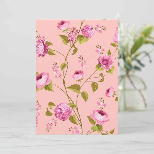 Cartão De Agradecimento Padrão de Flores 17 (Em pé/Frente)