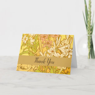 Cartão De Agradecimento Padrão de Flores de Lírio de Alphonse Mucha: Art N