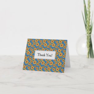 Cartão De Agradecimento Padrão de Flores Laranja Amarelas Personalizar