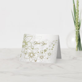 Cartão De Agradecimento Padrão de folhagem floral vintage elegante casamen