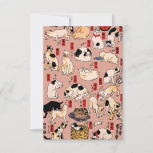 Cartão De Agradecimento Padrão de Gato Ukiyo-e Japonês Vintage: Kuniyoshi