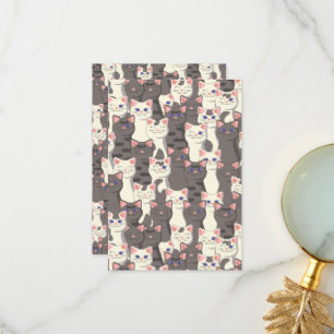 Cartão De Agradecimento Padrão de gatos brancos e cinzas