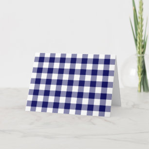 Cartão De Agradecimento Padrão de Gingham Branco e marinho