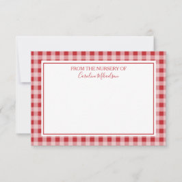 Cartão De Agradecimento Padrão de Gingham Personalizado Vermelho e Branco