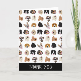 Cartão De Agradecimento Padrão de Ilustração da Face de Cachorro Bonito