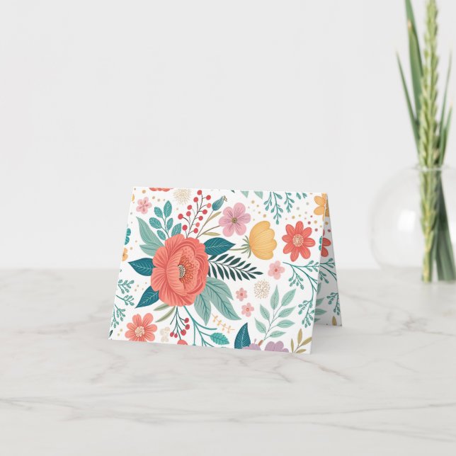 Cartão De Agradecimento Padrão de Impressão de Multiverso Floral Vibrante (Frente)