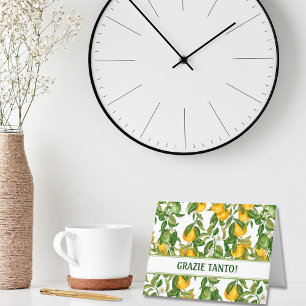 Cartão De Agradecimento Padrão de Limões Personalizáveis Grazie Tanto