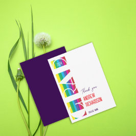 Cartão De Agradecimento Padrão de listras minimalistas de formatura