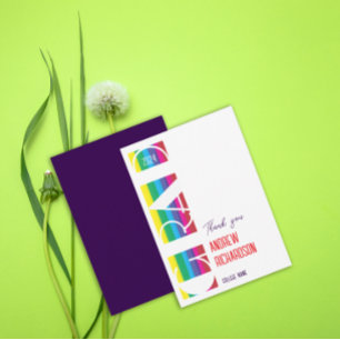 Cartão De Agradecimento Padrão de listras minimalistas de formatura