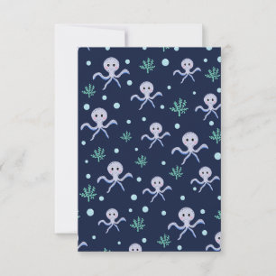 Cartão De Agradecimento Padrão de polvo debaixo do mar para crianças