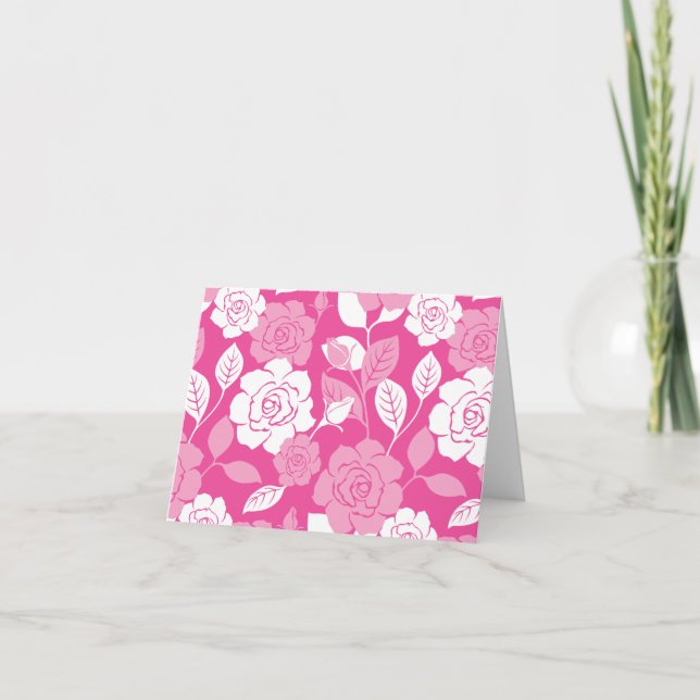 CARTÃO DE AGRADECIMENTO PADRÃO DE ROSA (ROSA) (Frente)