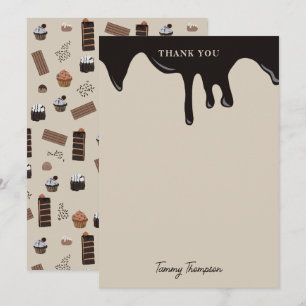 Cartão De Agradecimento Padrão de Tema de Chocolate Personalizado 