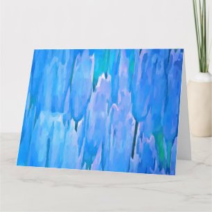 Cartão De Agradecimento Padrão Floral Abstrato de Tulipas Azuis Francês